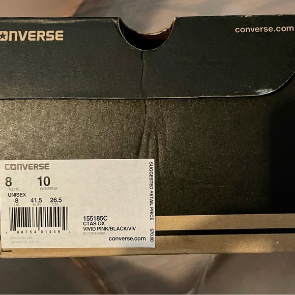 NIB Converse Chuck Taylor All Star OX Low Vivid Pink 155185C Men 8 Women 10 - Picture 9 of 9